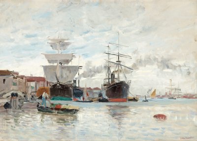 Escena del puerto de Venecia de Carl Skånberg